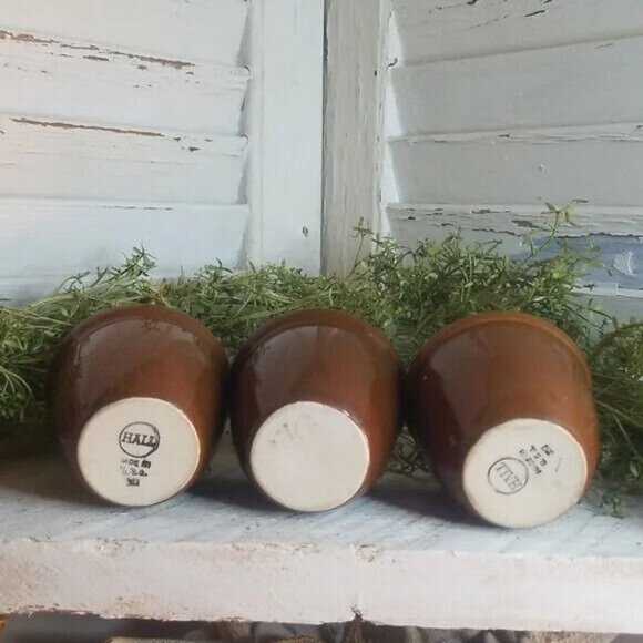 Set Of 3 Vintage Hall China Brown Ramekin/Custard Restaurant BrownWare EUC - Picture 4 of 4